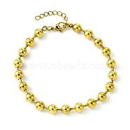 Ion Plating(IP) 304 Stainless Steel 6mm Round Ball Link Chain Bracelets for Women, Golden, 7-3/8 inch(18.7cm)(BJEW-C066-05A-G)