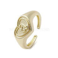 Brass Adjustable Open Rings, Heart, Leo, US Size 7 3/4(17.9mm)(RJEW-K257-86G-05)