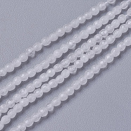 Natural White Jade Beads Strands, Faceted, Round, White, 2~2.5x2mm, Hole: 0.2mm, about 167~181pcs/strand, 15.7~15.9 inch(40~40.5cm)(G-F596-46E-2mm)