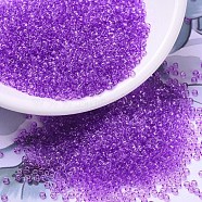 MIYUKI Round Rocailles Beads, Japanese Seed Beads, (RR1313) Dyed Transparent  Dark Orchid, 11/0, 2x1.3mm, Hole: 0.8mm, about 1100pcs/bottle, 10g/bottle(SEED-JP0008-RR1313)