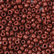 Glass Seed Beads, Opaque Colours Seed, Small Craft Beads for DIY Jewelry Making, Round, Dark Red, 2mm, Hole:1mm, about 30000pcs/pound(SEED-A010-2mm-56)