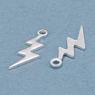Brass Charms, Lightning, 925 Sterling Silver Plated, 12x4x0.5mm, Hole: 1mm(KK-Y003-08S)