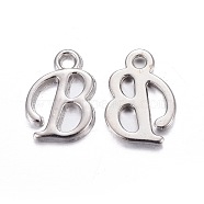 Platinum Plated Alloy Letter Pendants, Rack Plating, Letter.B, 13x10x2mm, Hole: 1.5mm(PALLOY-P097-02-B)