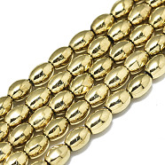 Electroplate Non-magnetic Synthetic Hematite Beads Strands, Oval, Real 18K Gold Plated, 4.5x3.5mm, Hole: 0.5mm, about 78~80pcs/strand, 15.75 inch(40cm)(G-S352-53A-01)