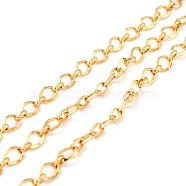 Brass Link Chains, Long-Lasting Plated, Unwelded, Oval & Rhombus, with Spool, Cadmium Free & Nickel Free & Lead Free, Real 18K Gold Plated, Link: 10.5x7.5x1.5mm, 7x5x2mm(CHC-C020-15G-NR)
