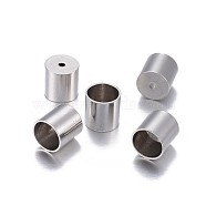 201 Stainless Steel Cord Ends, End Caps, Column, Stainless Steel Color, 6x6mm, Hole: 0.8mm, Inner Diameter: 5.3mm(STAS-P238-05P-03)
