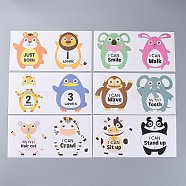 Newborn Monthly Milestone Stickers, Month Stickers for Baby Girl, with Word, Animal Pattern, 220x110mm, 2pc/Sheet, 12pcs/Set(DIY-H127-B09)