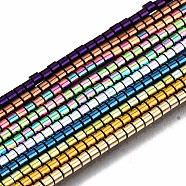 Electroplate Non-magnetic Synthetic Hematite Beads Strands, Column, Mixed Color, 1.5x1.5mm, Hole: 0.5mm, about 271~273pcs/strand, 15.75 inch(40cm)(G-T114-79)