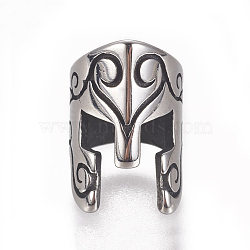 304 Stainless Steel Beads, Gladiator Helmet, Antique Silver, 12.5x8x9mm, Hole: 6mm(STAS-F212-038AS)