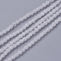 Natural Jade Beads Strands, Faceted, Round, White, 2~2.5x2mm, Hole: 0.2mm, about 167~181pcs/strand, 15.7~15.9 inch(40~40.5cm)(G-F596-46E-2mm)