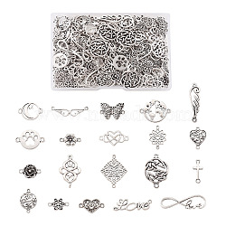 200Pcs 20 Styles Tibetan Style Alloy Links Connectors, Mixed Shapes, Antique Silver, 10pcs/style(TIBE-FW0001-01)