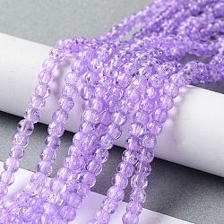 Spray Painted Crackle Glass Beads Strands, Round, Two Tone, Plum, 4mm, Hole: 1.1~1.3mm, about 200pcs/strand, 31.4 inch(CCG-Q002-4mm-04)