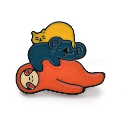 Sloth Enamel Pin, Alloy Enamel Brooch for Backpack Clothes, Colorful, 24x29x1.5mm(JEWB-A009-01C)