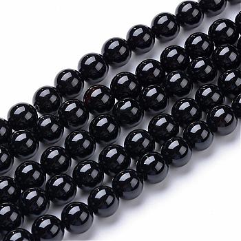 Natural Black Onyx Round Bead Strands, Dyed, 10~10.5mm, Hole: 1.2mm, about 36pcs/strand, 15.5 inch