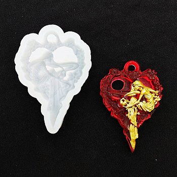 Silicone Pendant Molds, for UV Resin, Epoxy Resin Jewelry Making, Heart, 77x54x10.5mm, Inner Diameter: 68.5x45.5mm