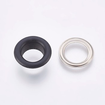 Iron Grommet Eyelet Findings, for Bag Making, Flat Round, Platinum, Black, Eyelet: 13.5x5mm, Inner Diameter: 8mm, Pad: 13x0.5mm