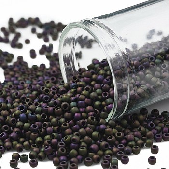 TOHO Round Seed Beads, Japanese Seed Beads, (85F) Frost Metallic Iris Purple, 11/0, 2.2mm, Hole: 0.8mm, about 1110pcs/10g