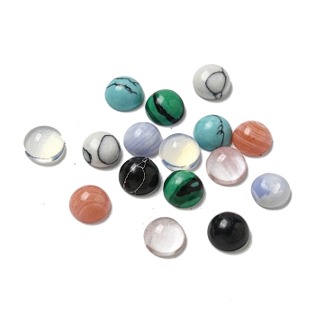 Synthetic Mixed Gemstone Cabochons, Half Round, 5x2.5mm