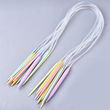 ABS Plastic Circular Knitting Needles, with PVC Wire, Mixed Color, 800x3.5~12mm, 12pcs/set