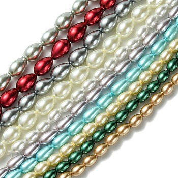 Teardrop Grade A Glass Pearl Beads Strands, Mixed Color, 6~9x4~6mm, Hole: 1mm, about 43~64pcs/strand, 15.7 inch~16.1 inch
