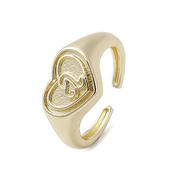 Brass Adjustable Open Rings, Heart, Leo, US Size 7 3/4(17.9mm)
