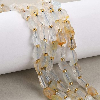 Raw Rough Natural White Topaz Beads Strands, Nuggets, with Seed Beads, 5~18x5~12x4~8mm, Hole: 1mm, about 30~45pcs/strand, 15.55''(39.5cm)~15.94''(40.5cm)