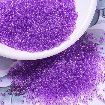 MIYUKI Round Rocailles Beads, Japanese Seed Beads, (RR1313) Dyed Transparent  Dark Orchid, 11/0, 2x1.3mm, Hole: 0.8mm, about 1100pcs/bottle, 10g/bottle