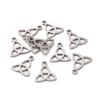 304 Stainless Steel Charms, Trinity Knot/Triquetra, Irish, Stainless Steel Color, 13.3x11.7x1mm, Hole: 1.5mm