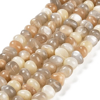 Natural Multi-Moonstone Beads Strands, Nuggets, Tumbled Stone, 4~9x8~11.5x7~10mm, Hole: 1mm, about 54~58pcs/strand, 15.12~15.35 inch(38.4~39cm)