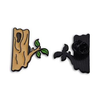 Tree Trunk Shape Enamel Pin, Electrophoresis Black Plated Alloy Badge for Backpack Clothes, Nickel Free & Lead Free, Peru, 32x23.5mm