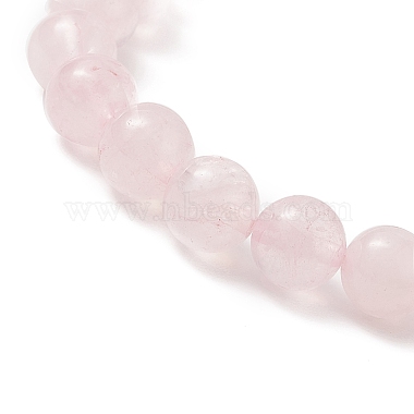Round Natural Rose Quartz Beaded Stretch Bracelet with Nuggets Charms for Women(BJEW-JB09316-02)-5