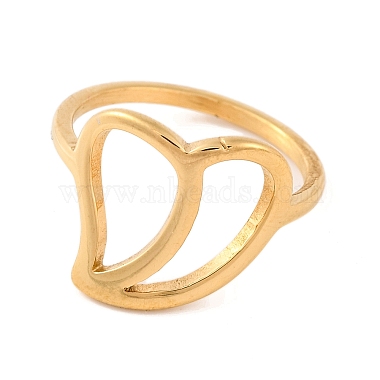 Chapado en iones (ip) 304 anillos de dedo de corazón hueco de acero inoxidable para mujer(RJEW-S414-34B-G)-2