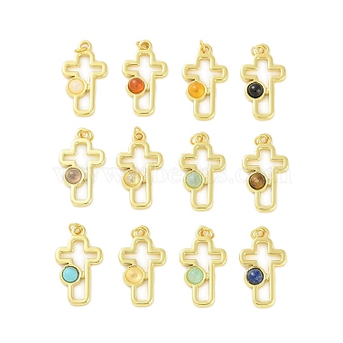 Real 18K Gold Plated Cross Mixed Stone Pendants