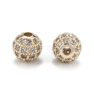 Brass Micro Pave Clear Cubic Zirconia Beads(ZIRC-D274-02G-01)-2