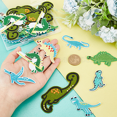 40Pcs 8 Style Dinosaur Computerized Embroidery Cloth Iron on/Sew on Patches(DIY-GA0005-45)-3