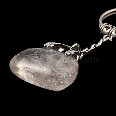Porte-clés pendentif de sac en cristal de quartz naturel(G-Z033-16P-07)-2