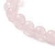 Round Natural Rose Quartz Beaded Stretch Bracelet with Nuggets Charms for Women(BJEW-JB09316-02)-5