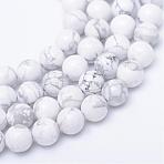 Round Natural Howlite Bead Strands, 4~5mm, Hole: 0.8mm, about 84~90pcs/strand, 15 inch(G-R345-4mm-18)