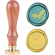 Wax Seal Stamp Set, Sealing Wax Stamp Solid Brass Head,  Wood Handle Retro Brass Stamp Kit Removable, for Envelopes Invitations, Gift Card, Bees Pattern, 83x22mm(AJEW-WH0208-163)