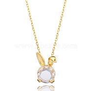 Clear Cubic Zirconia Bunny Pendant Necklace, 925 Sterling Silver 2023 New Rabbit Year Jewelry for Women, Golden, 15.75 inch(40cm)(JN1071A)