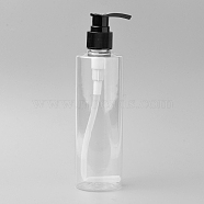 Plastic Pump Press Bottles, Refillable Bottle, for Cosmetics, Essential Oil Emulsion, Clear, 18.8cm, Bottle: 16.2x5cm, Capacity: 250ml(MRMJ-WH0056-51)