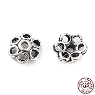 925 Sterling Silver Bead Caps, Flower, Antique Silver, 5x2mm, Hole: 0.8mm(STER-A041-07AS)