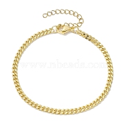 Brass Curb Chain Bracelets for Women Men, Golden, 7-1/4 incha(18.5cm)(BJEW-JB10273)