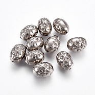 CCB Plastic Beads, Oval with Star, Platinum, 22x16x15.5mm, Hole: 2.5mm(CCB-G006-023P)