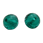 Peacock Green Faceted Round Glass Loose Beads, about 10mm in diameter, hole: 1.5mm(X-GS017-64)
