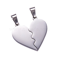 304 Stainless Steel Split Pendants, Valentine's Day Style, Double Heart, Stainless Steel Color, 26x25.5x1.4mm, Hole: 4x7mm(STAS-F213-01P)