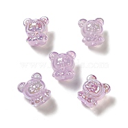 UV Plating Rainbow Iridescent Acrylic Beads, Baby Girl with Bear Clothes, Violet, 17.5x16.5x14mm, Hole: 3.5mm(PACR-M002-01D)