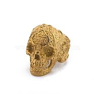 Titanium Steel Finger Rings, Skull, Golden, US Size 9(18.9mm)(PW-WG48726-02)