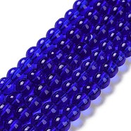 Glass Round Bead Strands, Blue, 6mm, Hole: 1mm, about 50pcs/strand, 11 inch(GLAA-I028-6mm-13)