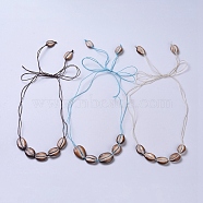 Waxed Cotton Cord Bib Necklaces, with Natural Cowrie Shell Beads, Mixed Color, 42.9 inch(109cm)(NJEW-JN02709)